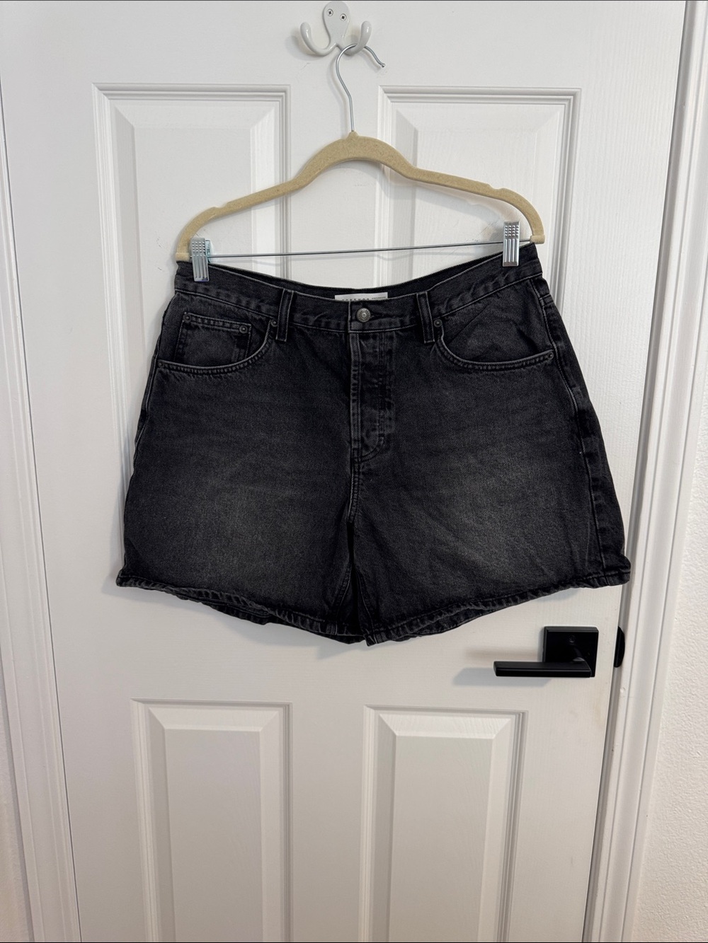 Topshop Black Washed Denim Jean Shorts